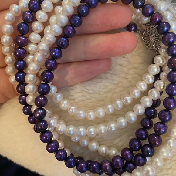3 layers Genuine Fresh Water pearl necklace muti color - Picture 7 of 7